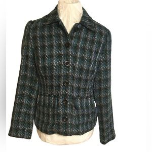 Croft & Barrow aqua grey brown tweed jacket NEW with TAG front pockets l…